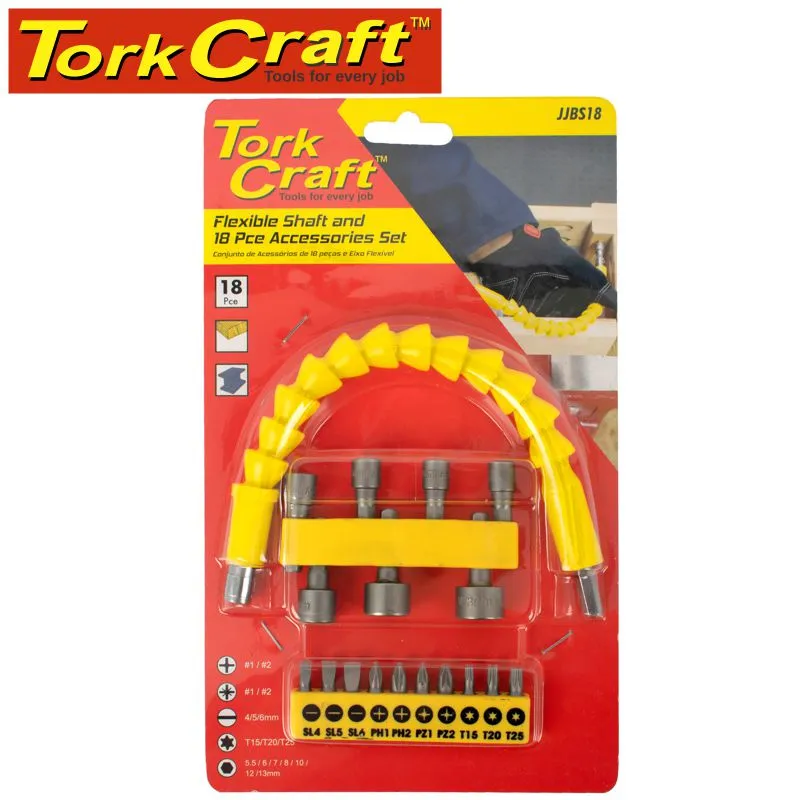 TORK CRAFT 18 PIECE FLEX. SHAFT & NUTSETTER SET JJBS18