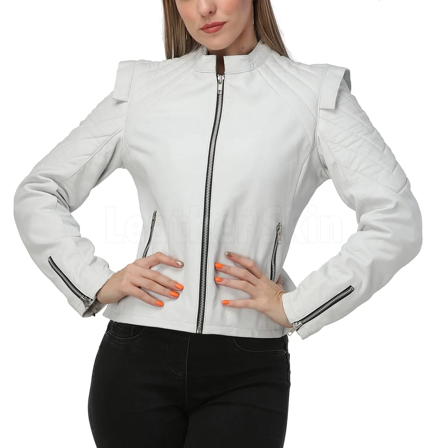 White Quilted Leather Jacket